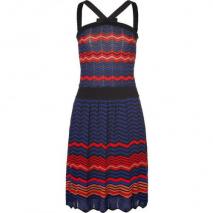 Missoni M Dark Blue/Red/Black Zigzag Knit Dress