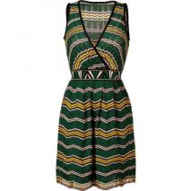 Missoni M Green/Rose/Yellow Zigzag Knit Dress