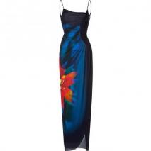 Roberto Cavalli Black Tropical-Print Maxi Dress