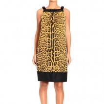 Roberto Cavalli Braces silk embroidery jaguar print dress