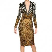 Roberto Cavalli Leopard Druck Viskose Jersey Kleid