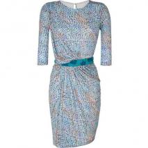 Saloni Azure Blue Mosaic Print Dress