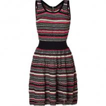 Sandro Black&Beige&Neon Striped Knit Dress