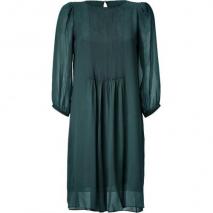 Schumacher Shadow Green 3/4 Sleeve Sheer Silk Dress