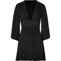Sky Black Jersey Dress with Woven Sash Detail