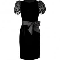 Valentino Black Belted Velvet Dress