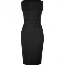 Valentino Black Belted Wool Dress with Lace Waist