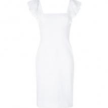 Valentino White Cotton Lace Trim Dress