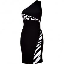 Versace Black/Ivory One Shoulder Dress