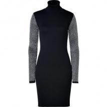 Versace Black/Silver Wool-Silk-Blend Knit Dress