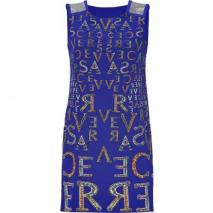 Versace Electric Blue Printed Silk Dress