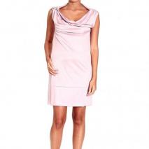 Versace Sleeveless jersey drape shoulder logo dress