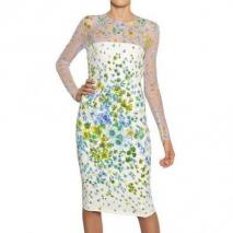 Versace Viskose-Cady-Kleid & Blumen Aus Ausbrennersamt