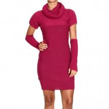 Whos Who Short sleeve wool wide neck coupling dress