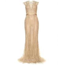 Zuhair Murad Feder- Und Glitterbesetzte Spitzenrobe Zuhair Murad Feder- Und Glitterbesetzte Spitzenrobe