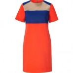 10 Crosby Derek Lam Orange/Navy/Beige Colorblocked Cotton Dress