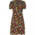 Anna Sui Black Floral Printed Silk Kleid