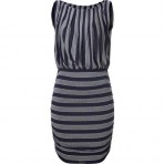 Bailey 44 Navy/Grey/Silver Striped Motorhead Dress