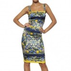 Dolce & Gabbana Bedrucktes Seiden Satin Kleid Bunt