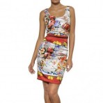 Dolce & Gabbana Bedrucktes Seiden Satin Kleid Mehrfarbig