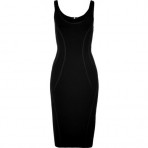 Donna Karan Black Stretch Kleid with Exposed Zipper Back