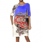 Etro Bedrucktes Kleid Aus Seidenjersey Blau