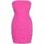 Fashionart Gerafftes Cosragenkleid Cocktailkleid / festliches Kleid pink