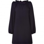 Goat Iris Gathered Neck Wool Crepe Dress