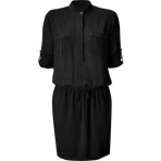 James Perse Black Half Placket Crepe Utility Dress