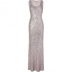 Jenny Packham Platinum Scoop Neck Gown