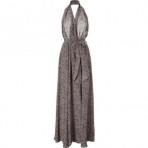 LAgence Black Animal Print Halter Gown Dress
