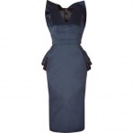 LWren Scott Blue Draped Hips Back Bow Dress