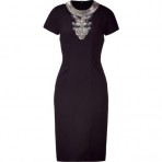 Matthew Williamson Black Beaded Cut Out Sheath Dress