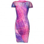 McQ Alexander McQueen Electric Blue Printed Zip Neck Dress