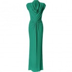 Michael Kors Emerald Twisted Front Cowl Neck Gown