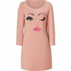 Moschino C&C Blush Crepe Embroidered Shift Dress