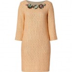 Moschino Peach Textural Woven Embellished Dress