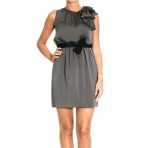 Pinko Dress Grau mit schwarzem Taillenbund