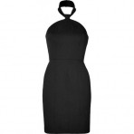 Rachel Zoe Black Textured Halter Dree Dress