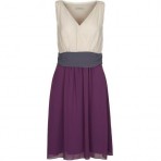 René Lezard Cocktailkleid / festliches Kleid creme grau violett