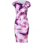 Roberto Cavalli Dew Drop Orchid Print Dress with Brooch