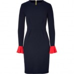 Roksanda Ilincic Navy/Red Colorblock Wool Crepe Dress