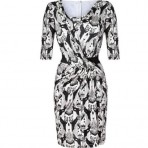 Saloni Black/White Ikat Print Silk Jersey Bea Dress