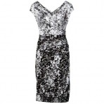 Talbot Runhof Jacquard-Kleid Border Schwarz