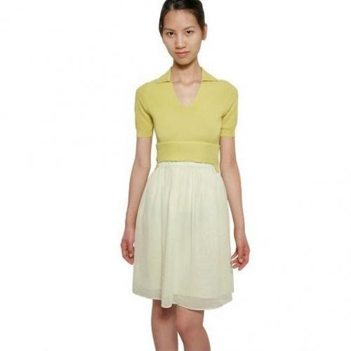 Carven Zweifarbiges Strick-Chiffonkleid