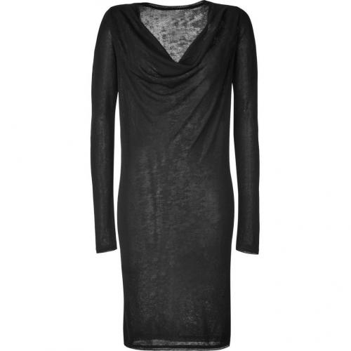 Donna Karan Black Reversible L/S Draped Neck Kleid