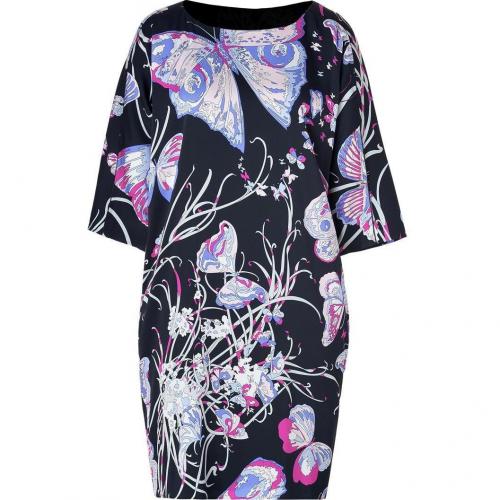 Emilio Pucci Black and Lotus Printed Silk Dress