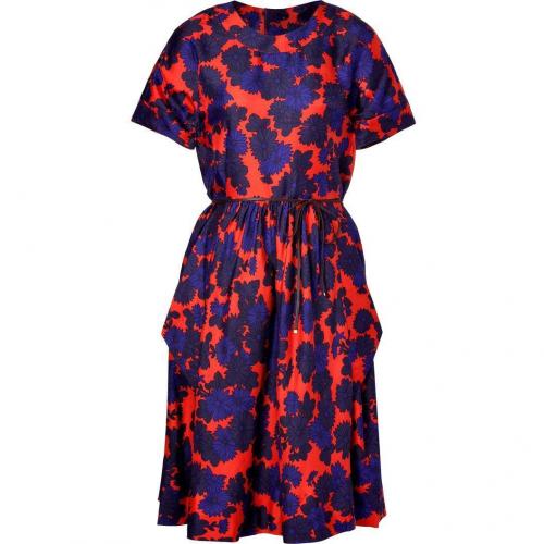 Marc by Marc Jacobs Corvette Red-Multi Belted Onyx Floral Silk Dress