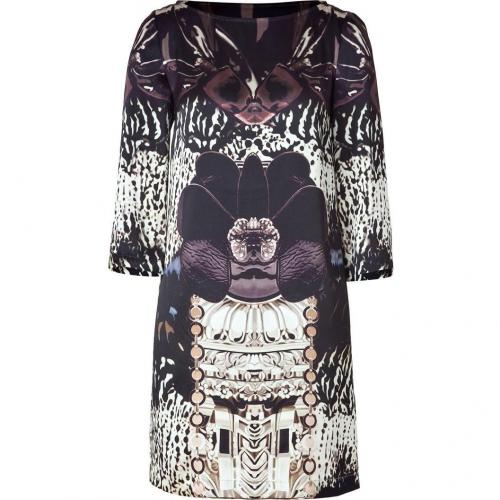 Mary Katrantzou Black/Pearl Printed Silk Shift Dress