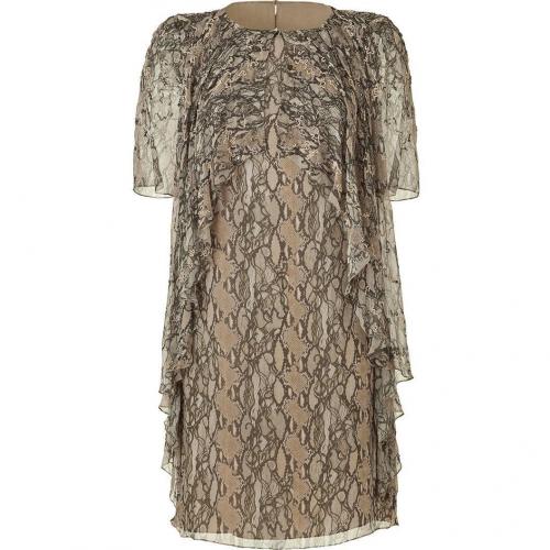 Matthew Williamson Natural Beaded Frill Silk Dress